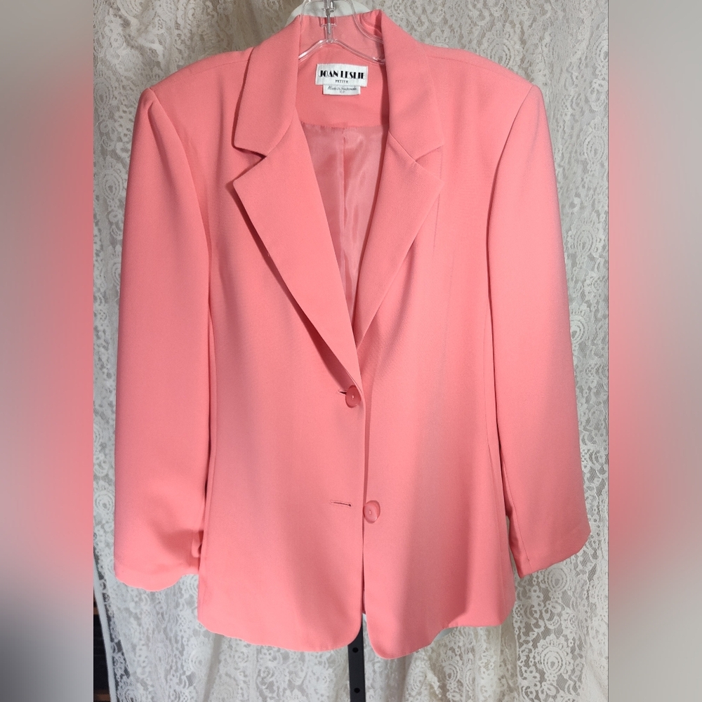 Joan Leslie Women's Pink Coral Jacket Blazer NWOT PETITE